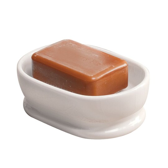 mDesign Decorative Ceramic Bar Soap Dish Tray for Bathroom, Kitchen Sink